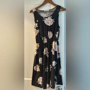 French Grey Black Floral Dress